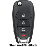 Chevrolet Cruze 4 Button Remote Flip Key Shell For Fcc LXP-T003 LXP-T004 (K&S)