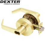 DEXTER Grade 2 Entry/Office Cylindrical Lock Non-Clutching SFIC Prep Less Core Bright Brass Finish