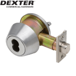 DEXTER Grade 2 Single Cylinder Deadbolt 2-3/8" or 2-3/4" Adjustable Backset SFIC Prep Less Core Satin Chrome Finish