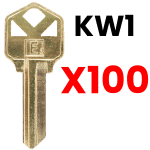 E3 KW1 Keys Brass Plated 100-PACK KW1-NP