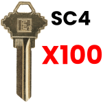 E3 SC4 Keys Brass Plated 100-PACK SC4-NP
