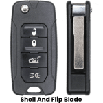 Fiat 500 Jeep Renegade 4 Button Remote Flip Key Shell For Fcc 2ADFTFI5AM433TX (K&S)