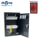 HPC - Single-Tag Kekab with Digital Lock - 30 Key Capacity - Black with Red Wood Finish