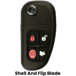 Jaguar 4 Button Remote Flip Key Shell For Fcc NHVWB1U241 Pn 1X43-15K601-AB (K&S)