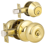 Combo Lockset Knob And Deadbolt Brass Finish (KW1)