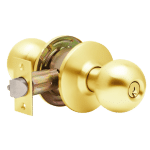 Grade 2 Entry Office Cylindrical Knob Lock Set 2-3/4” And 2-3/8" Brass Finish