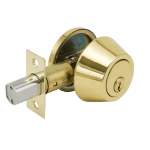 Grade 3 Single Cylinder Deadbolt, 2-3/8″ or 2-3/4″ Adjustable Backset Conventional Cylinder Bright Brass Finish (KW1)