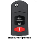 Mazda 3 Button Remote Flip Key Shell For Fcc BGBX1T478SKE125-01 Pn CC43-67-5RYC (K&S)