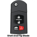 Mazda 4 Button Remote Flip Key Shell For Fcc KPU41788 Pn GP7A-67-5RY (K&S)