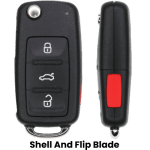 Volswagen 4 Button Remote Flip Key Shell For Fcc NBG010180T (K&S)