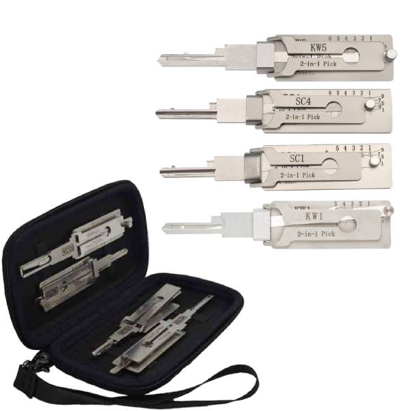 LISHI - Residential Pick Set Of 4 KW1 KW5 SC1 SC4 Include Magnetic Case